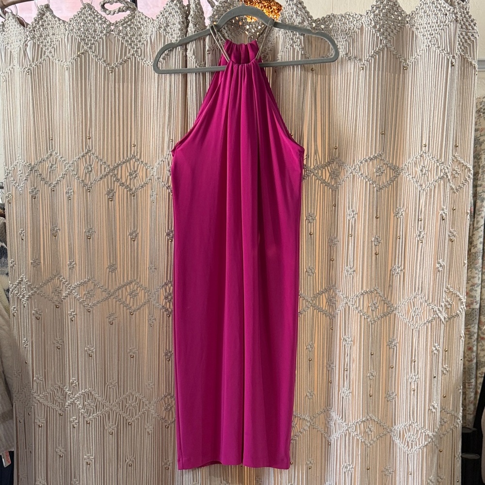 Lauren Ralph Lauren Magenta Halter Backless Dress
